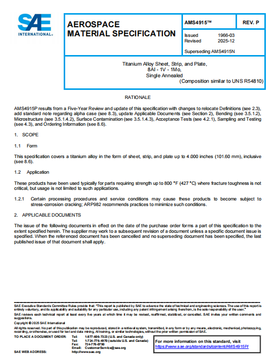 SAE AMS 4915P PDF 2025