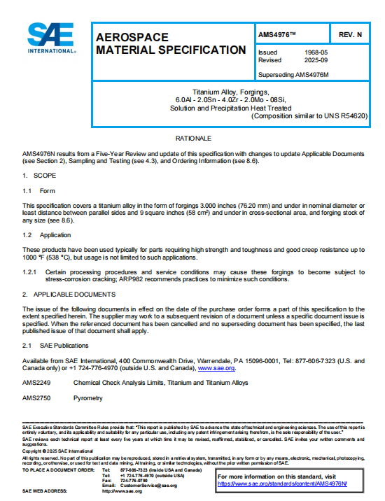 SAE AMS 4976N PDF 2025