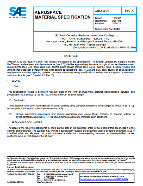 SAE AMS 5343G PDF 2025