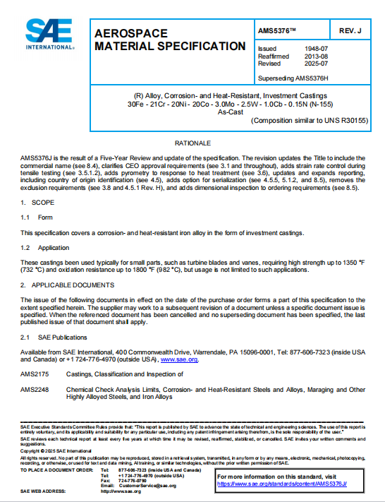 SAE AMS 5376J PDF 2025