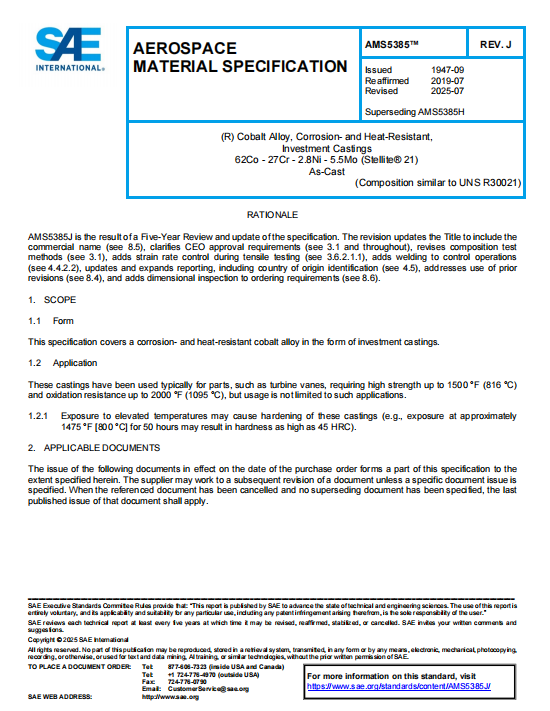 SAE AMS 5385J  PDF 2025