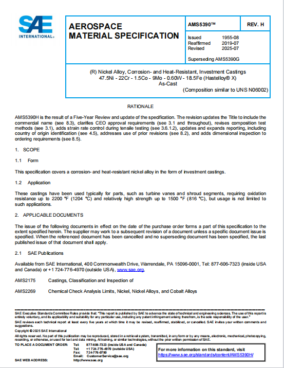 SAE AMS 5390H PDF 2025