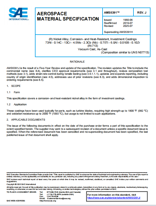 SAE AMS 5391J PDF 2025