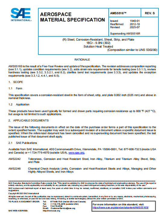 SAE AMS 5516S PDF 2025