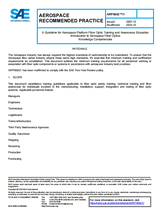 SAE ARP 5602-1 PDF 2025 SAE ARP 5602-1 PDF 2025