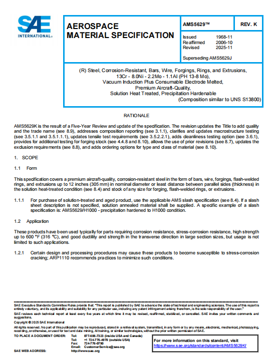 SAE AMS 5629K PDF 2025