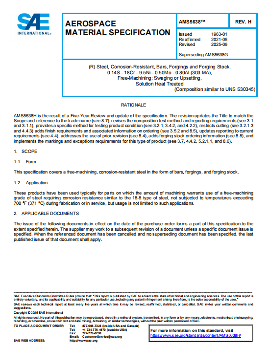 SAE AMS 5638H PDF 2025