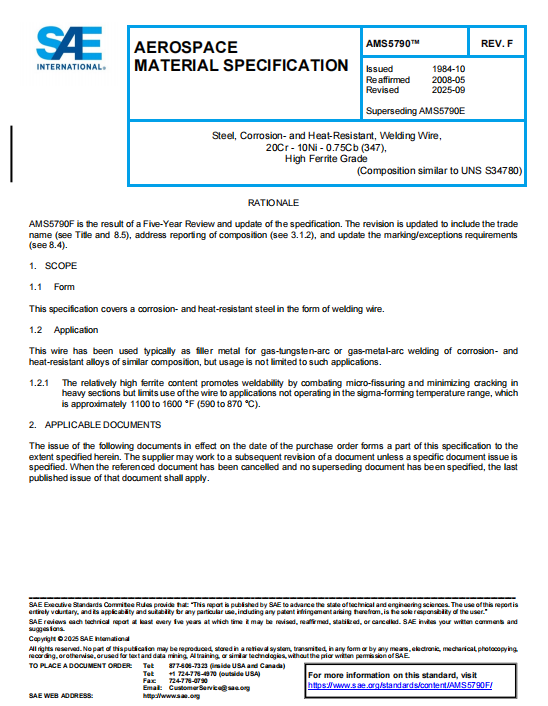 SAE AMS 5790F PDF 2025