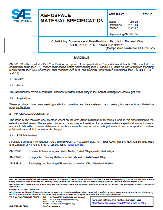 SAE AMS 5819B PDF 2025