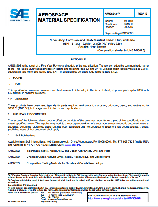 SAE AMS 5869E PDF 2025
