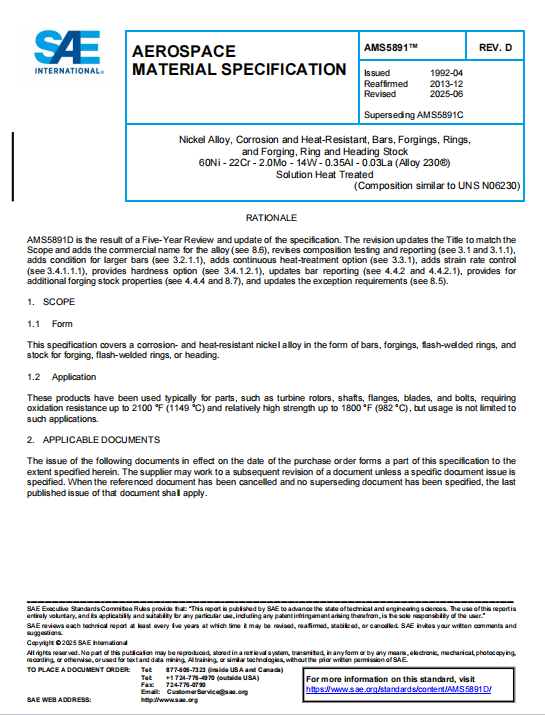 SAE AMS 5891D PDF 2025