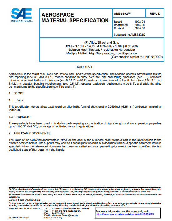 SAE AMS 5892D PDF 2025