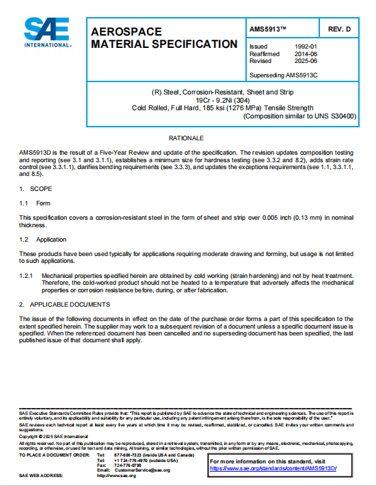 SAE AMS 5913D PDF 2025