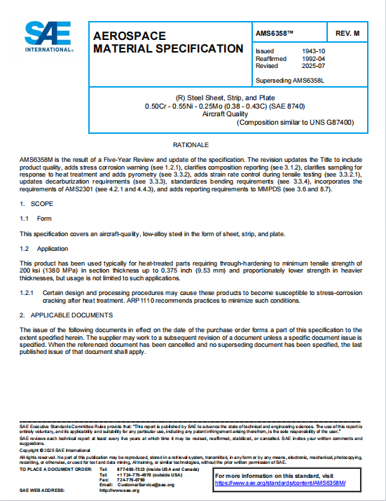 SAE AMS 6358M PDF 2025