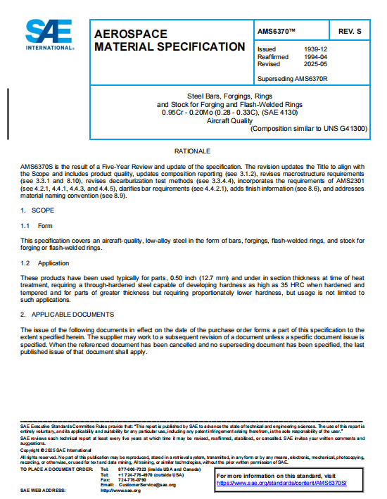 SAE AMS 6370S PDF 2025 SAE AMS 6370S PDF 2025