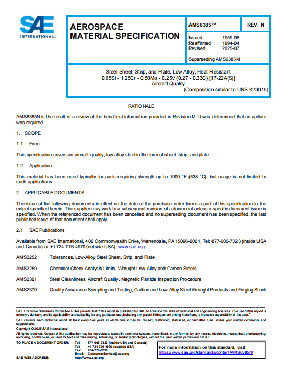 SAE AMS 6385N PDF 2025