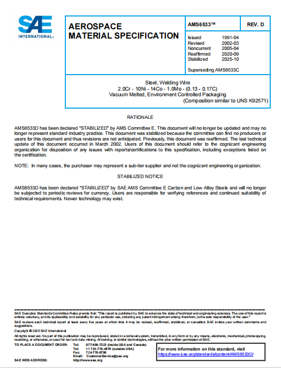 SAE AMS 6533D PDF 2025