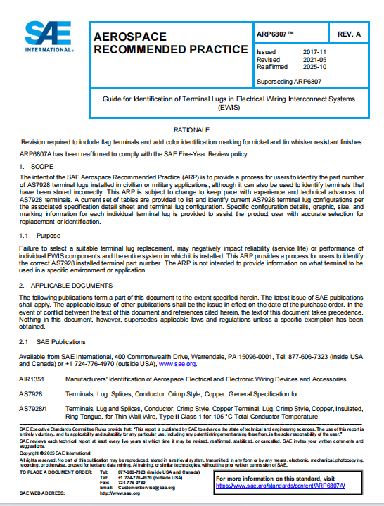 SAE ARP6807A PDF 2025