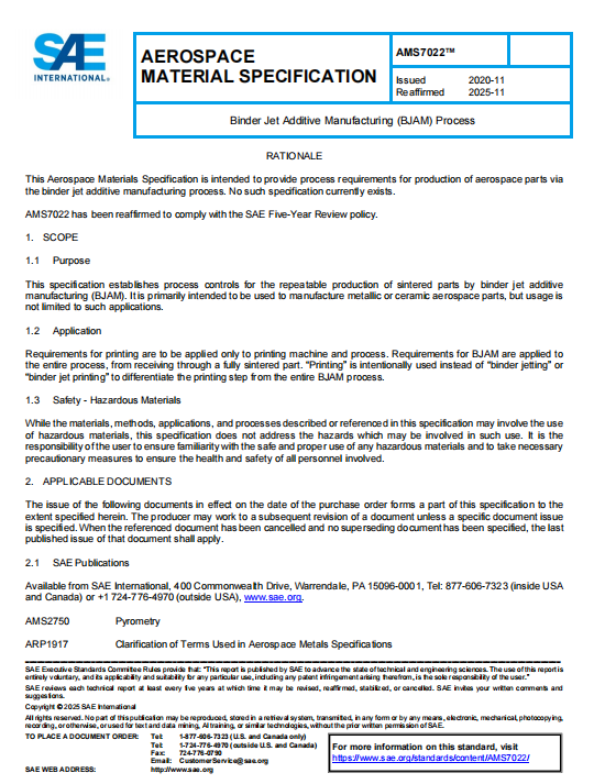 SAE AMS7022 PDF 2025