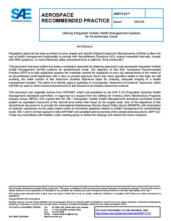 SAE ARP 7122 PDF 2025