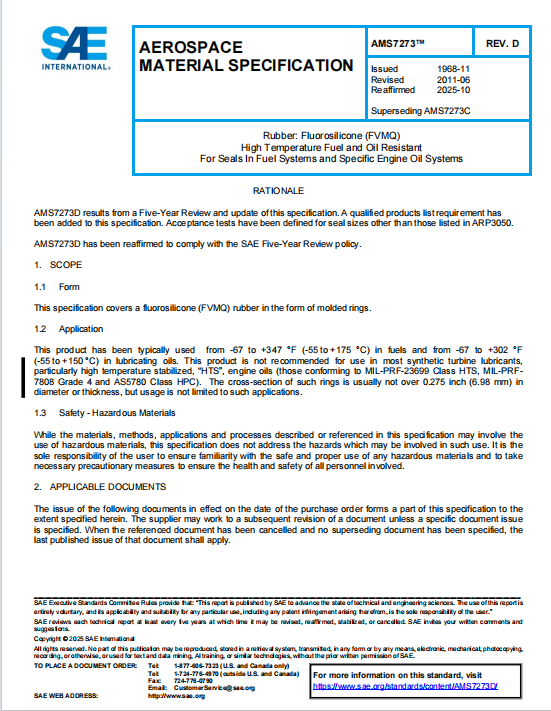 SAE AMS7273D PDF 2025