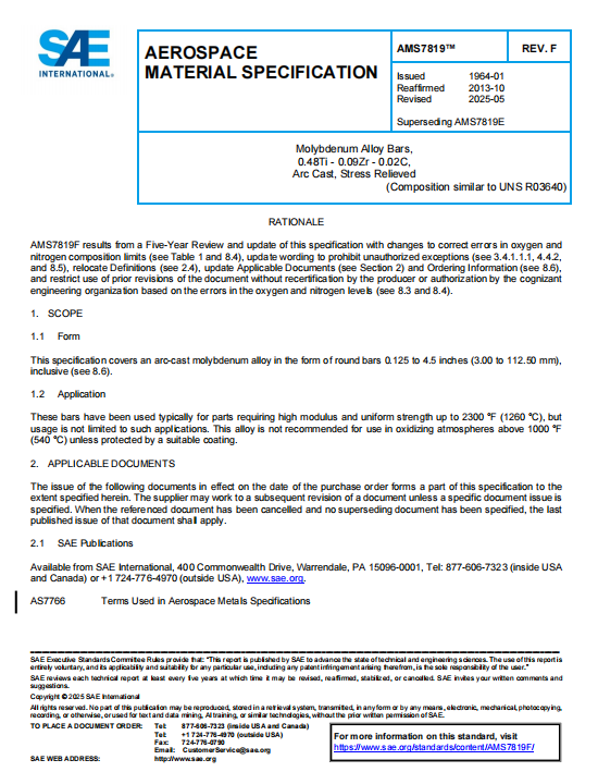 SAE AMS 7819F PDF 2025