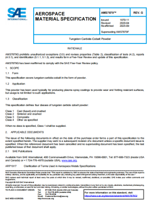 SAE AMS 7879G PDF 2025