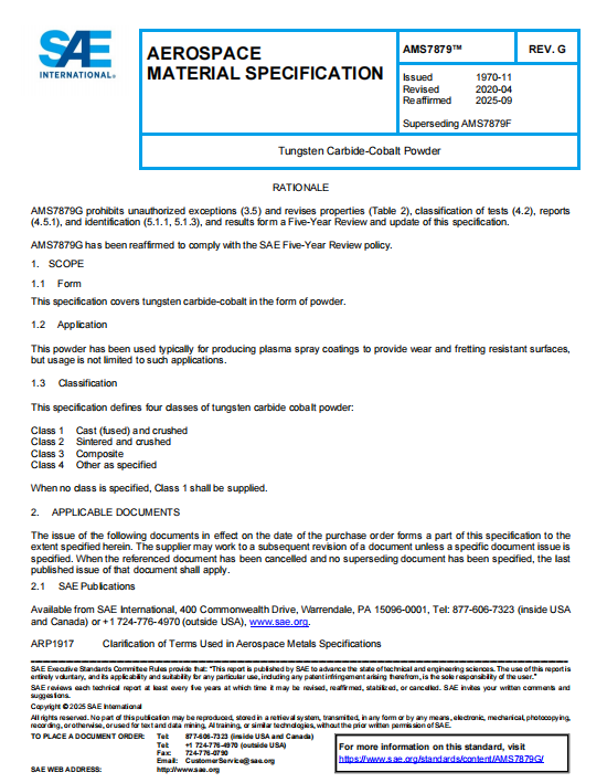 SAE AMS 7879G PDF 2025