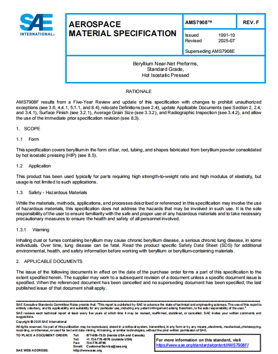 SAE AMS 7908F PDF 2025