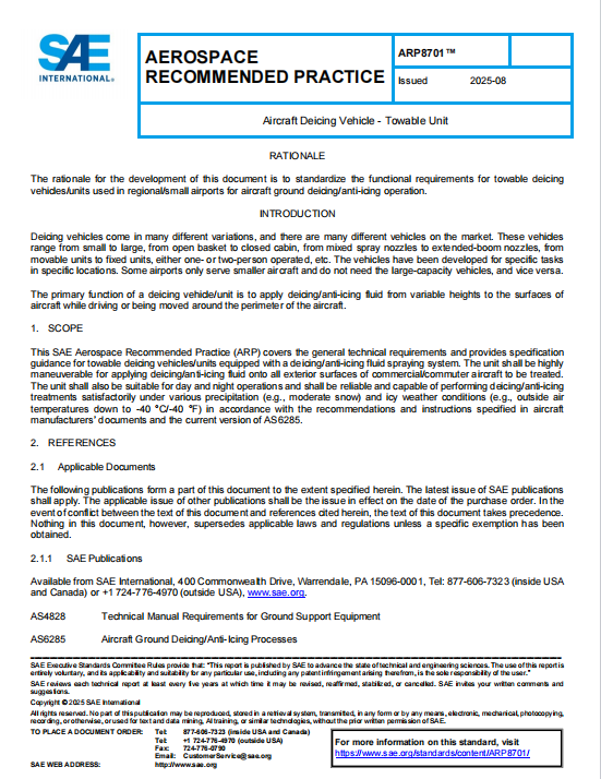 SAE ARP 8701 PDF 2025